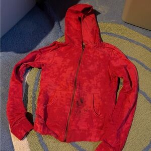 RARE GRAIL Red Tie Dye Hooded Zip-Up Sweatshirt